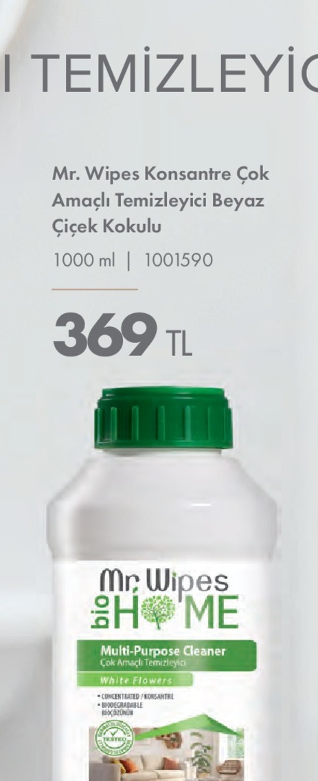 Mr. Wipes Konsantre Çok Amaçlı Temizleyici Beyaz Çiçek Kokulu 1000Ml