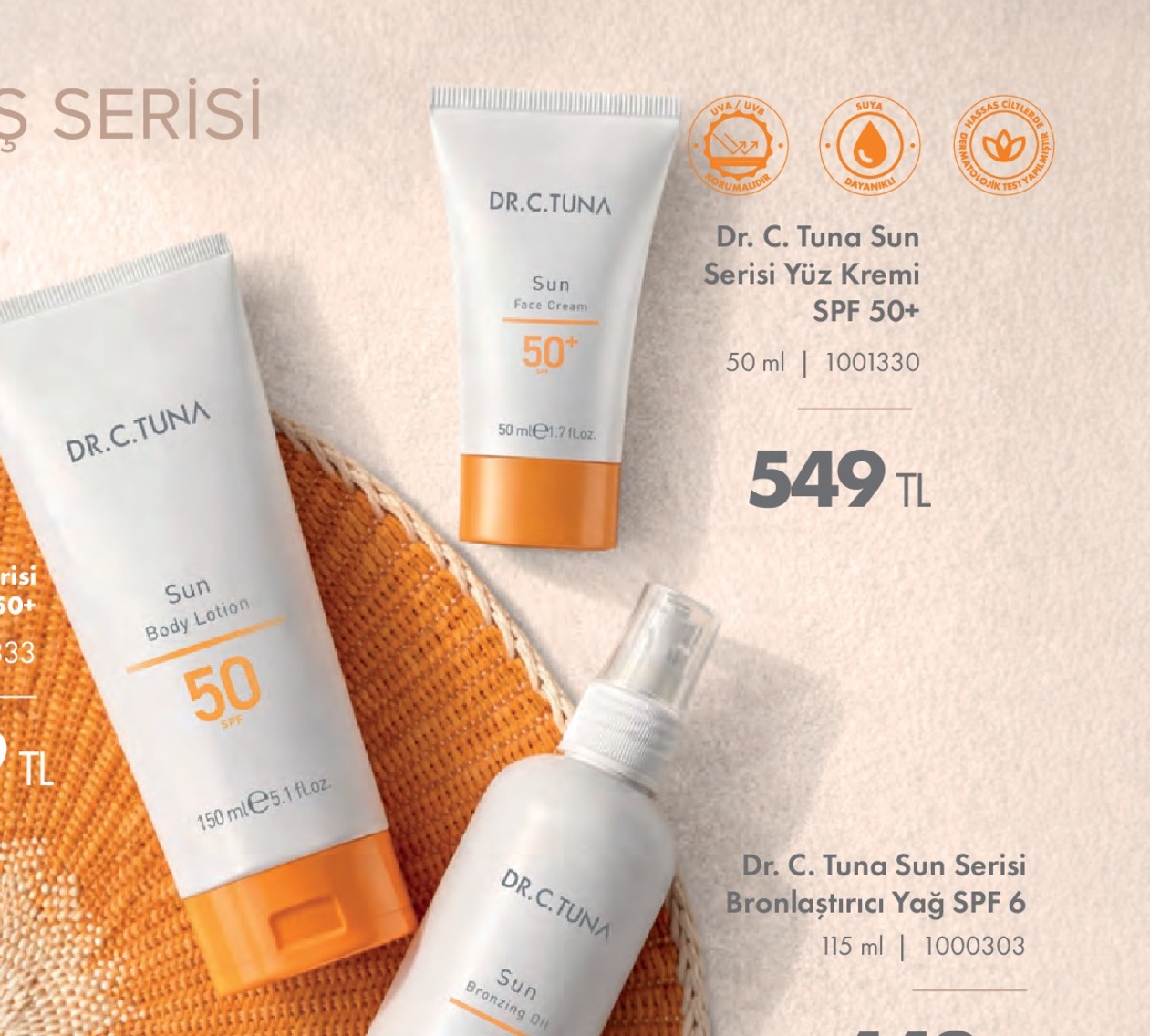 Dr. C. Tuna Sun Serisi Yüz Kremi Spf 50+