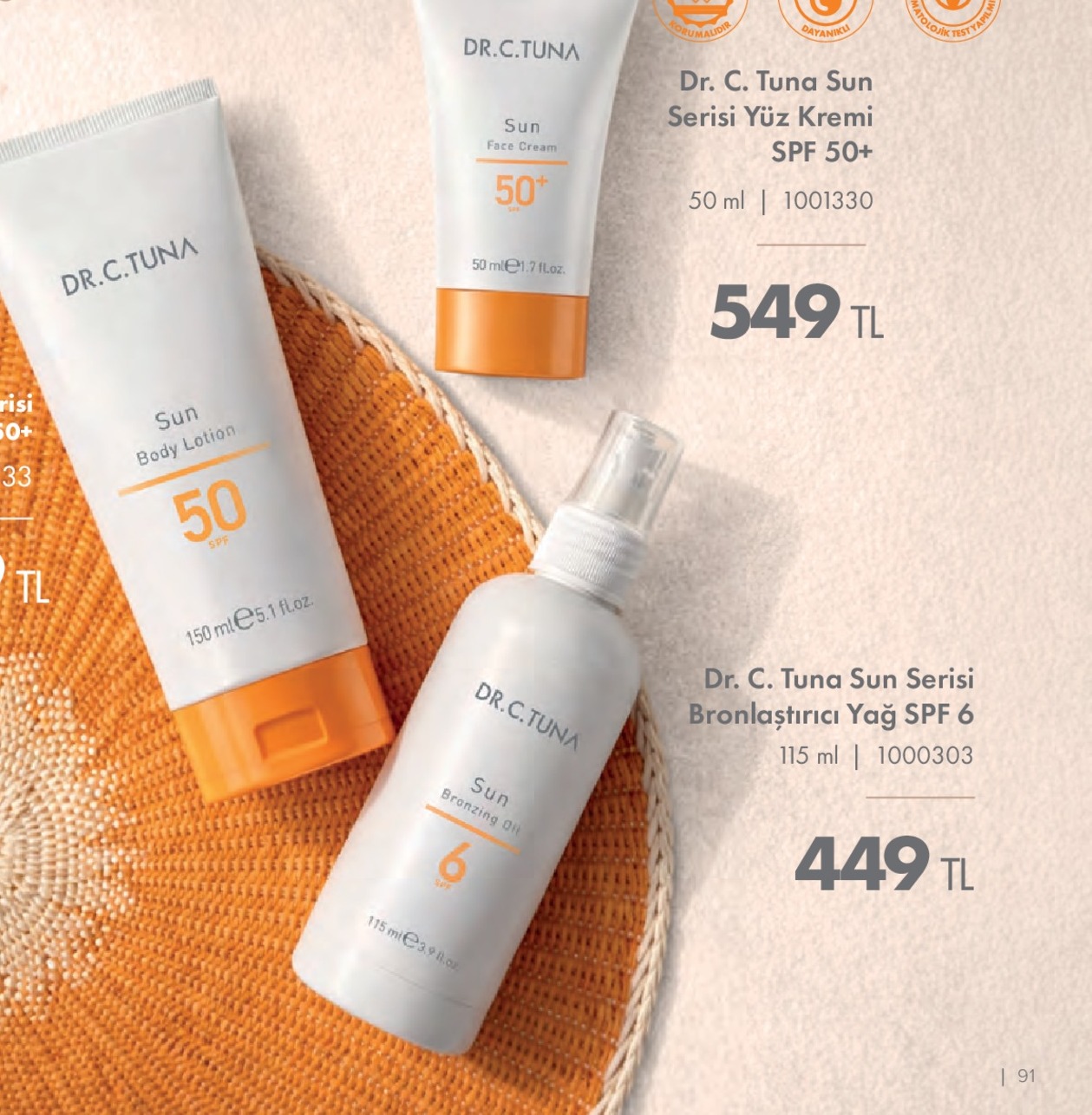 Dr. C. Tuna Sun Serisi Bronzlaştırıcı Yağ Spf 6