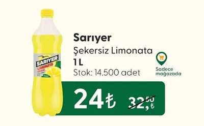 Sarıyer Şekersiz Limonata 1L