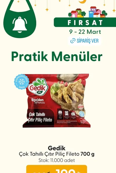 Gedik Çok Tahıllı Çıtır Piliç Fileto 700 G