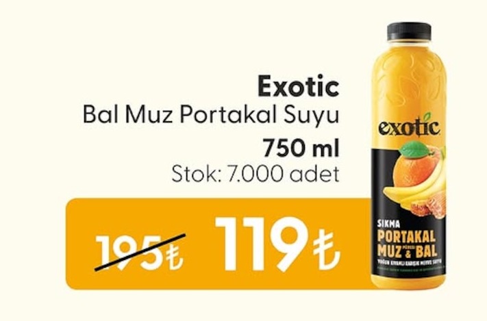 Exotic Bal Muz Portakal Suyu 750 Ml