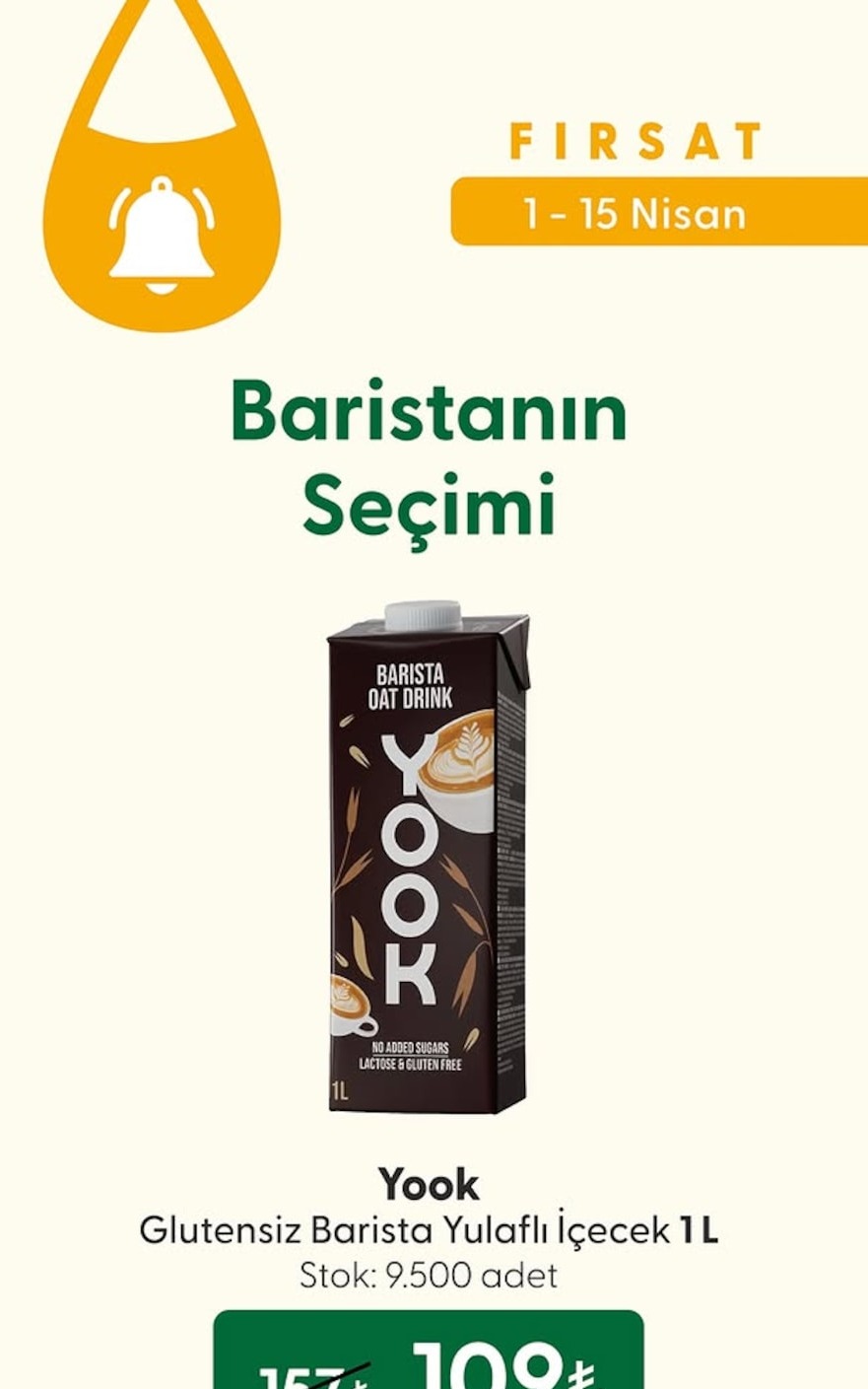 Yook Glutensiz Barista Yulaflı İçecek 1 L