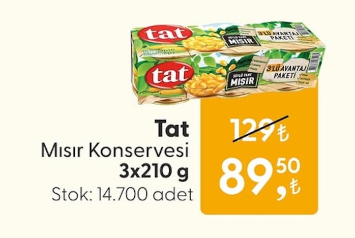 Tat Mısır Konservesi 3X210 G