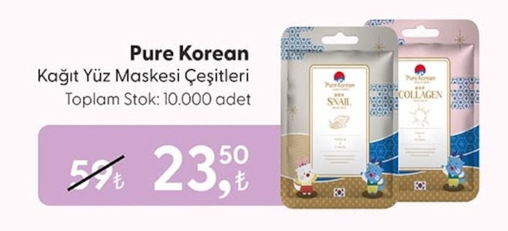 Pure Korean Kağıt Yüz Maskesi Çeşitleri 1'Li