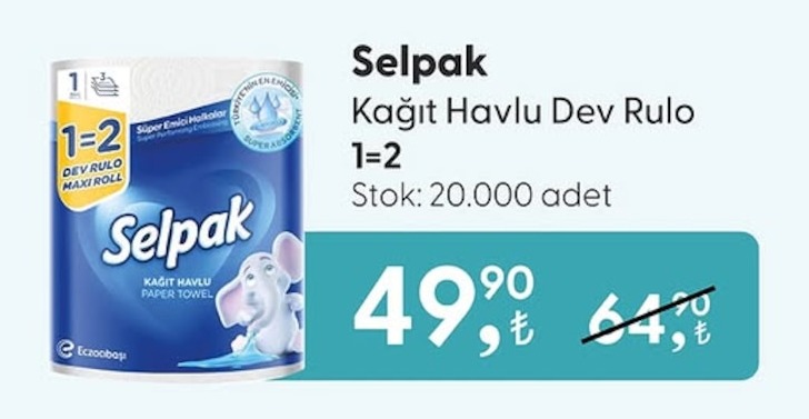 Selpak Kağıt Havlu Dev Rulo 1=2