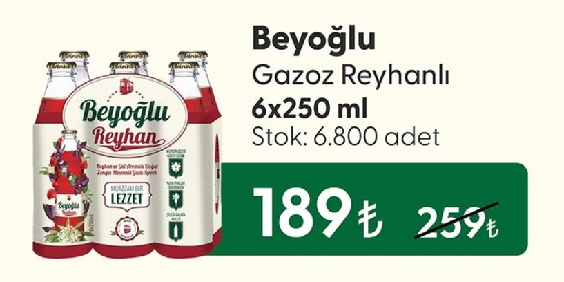 Beyoğlu Gazoz Reyhanlı 6X250 Ml