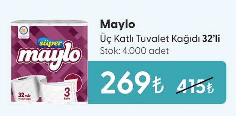 Maylo Süper Üç Katlı Tuvalet Kağıdı 32'Li