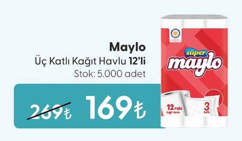 Maylo Süper Üç Katlı Kağıt Havlu 12'Li