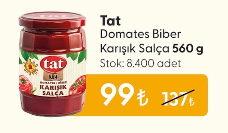 Tat Domates Biber Karışık Salça 560 G