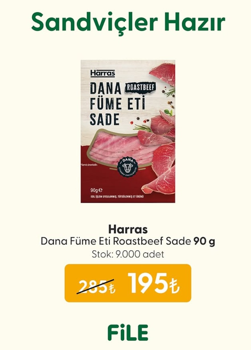 Harras Dana Füme Eti Roastbeef Sade 90 G