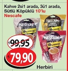 Kahve 2Si1 Arada, 3Ü1 Arada, Sütlü Köpüklü 10'Lu Nescafe