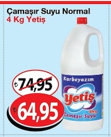 Çamaşır Suyu Normal 4 Kg Yetiş