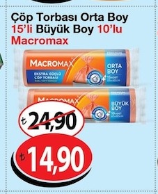 Çöp Torbası Orta Boy 15'Li Büyük Boy 10'Lu Macromax