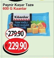 Kaanlar Peynir Kaşar Taze 600 G