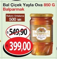Balparmak Bal Çiçek Yayla Ova 850 G