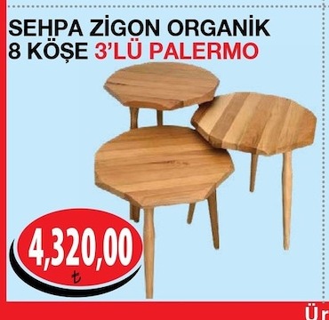 Sehpa Zigon Organik 8 Köşe 3'Lü Palermo