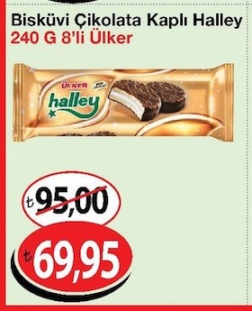 Ülker Halley Bisküvi Çikolata Kaplı 240G 8'Li
