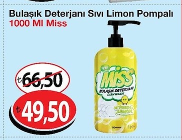 Bulaşık Deterjanı Sıvı Limon Pompalı 1000 Mi Miss