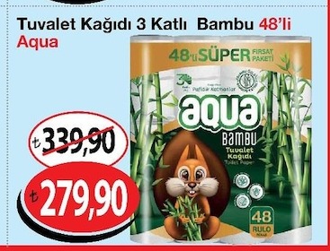 Tuvalet Kağıdı 3 Katlı Bambu 48'Li Aqua
