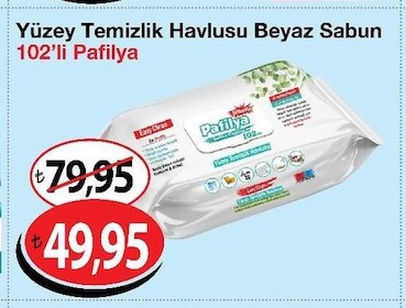 Pafilya Yüzey Temizlik Havlusu Beyaz Sabun 102'Li