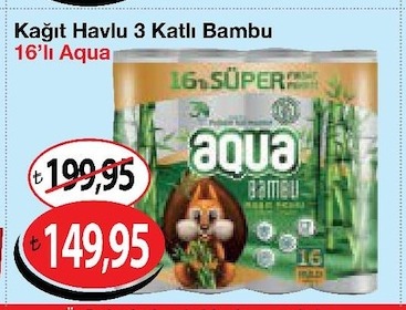 Aqua Kağıt Havlu 3 Katlı Bambu 16'Lı