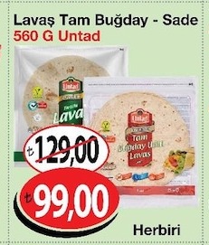 Untad Lavaş Tam Buğday Sade 560G