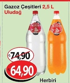 Gazoz Çeşitleri 2,5 L Uludağ