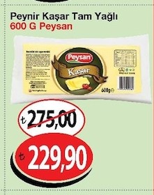 Peynir Kaşar Tam Yağlı 600 G Peysan