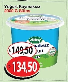 Yoğurt Kaymaksız 2000 G Sütaş