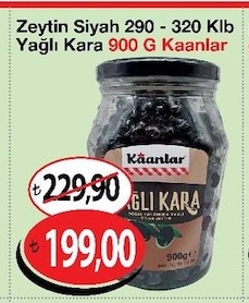 Kaanlar Yağlı Kara Zeytin 900 G