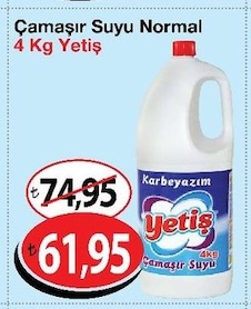 Çamaşir Suyu Normal 4 Kg Yetiş