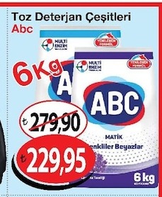 Abc Toz Deterjan Çeşitleri Matik Renkliler Beyazlar 6Kg