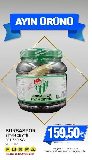 Bursaspor Si̇Yah Zeyti̇N 291-350 Gr 900 Gr