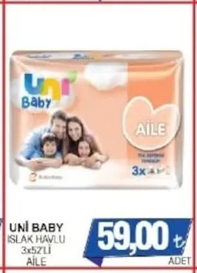 Uni̇ Baby Islak Havlu 3X52'Li̇ Ai̇Le