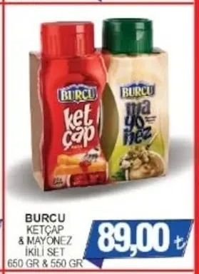 Burcu Ketçap & Mayonez İki̇Li̇ Set 650 Gr & 550 Gr