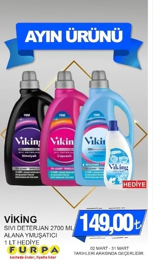 Viking Sıvı Deterjan 2700 Ml 1 Lt Hediye
