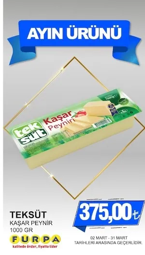 Teksüt Kaşar Peynir 1000 Gr