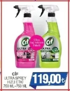 Cif Ultra Sprey Hizli Etki 750 Ml+750 Ml
