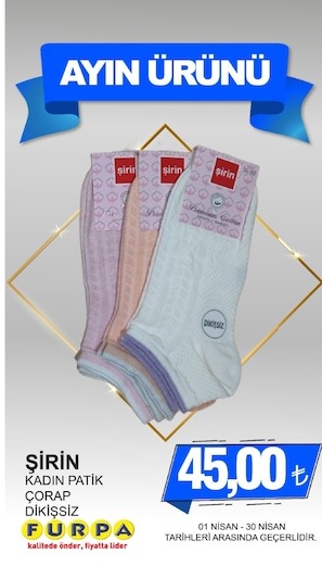 Şirin Kadın Patik Çorap Dikişsiz