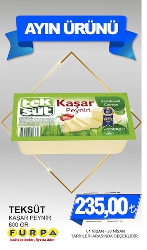 Teksüt Kaşar Peynir 600 Gr