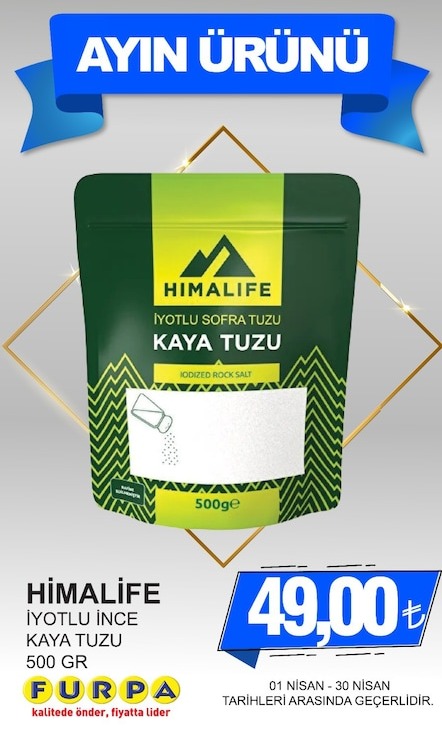 Himalife İyotlu İnce Kaya Tuzu 500 Gr