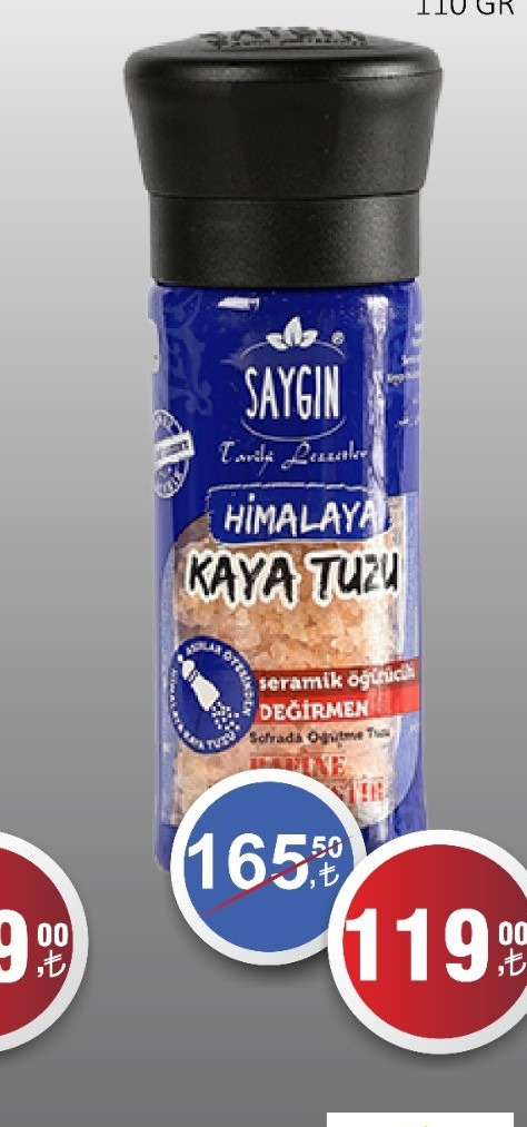 Saygın Himalaya Kaya Tuzu Seramik Öğütücü Değirmen 110 Gr
