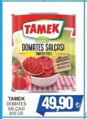 Tamek Domates Salçası 830 Gr