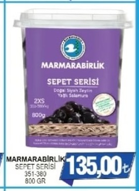 Marmarabirlik Sepet Serisi Doğal Siyah Zeytin 800 Gr