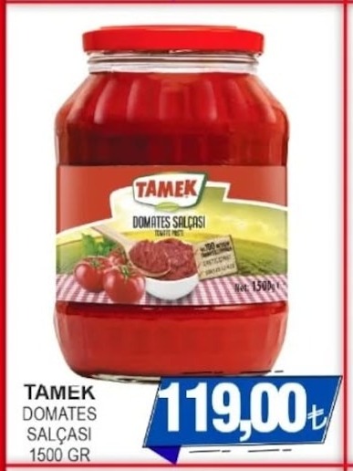 Tamek Domates Salçası 1500 Gr