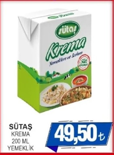 Sütaş Krema 200 Ml Yemeklik