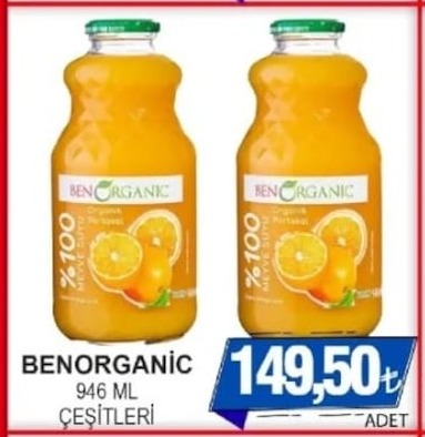 Benorganic Organik Portakal Suyu 946 Ml