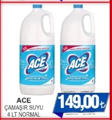 Ace Çamaşır Suyu 4 Lt Normal