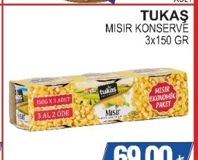 Tukaş Mısır Konserve 3X150 Gr